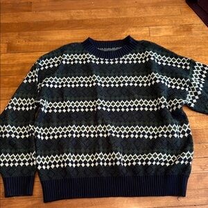 Green and White Knit Sweater